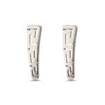 Greek Key Drop Stud Earrings - Sterling Silver 925 - Image 3