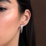 Greek Key Drop Stud Earrings - Sterling Silver 925 - Image 4