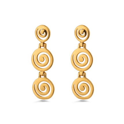 Spiral Drop Earrings in 925 Sterling Silver Gold-Plated