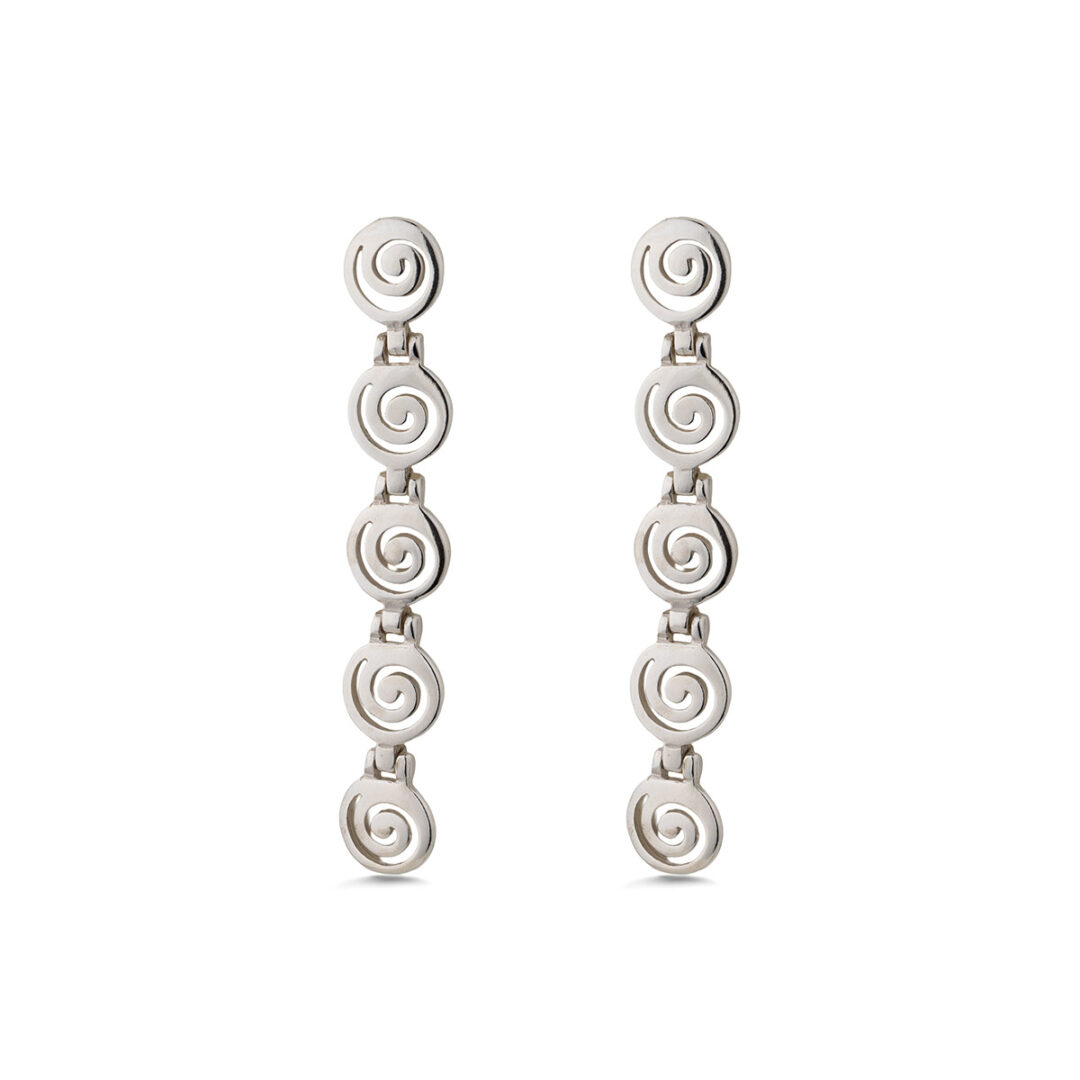 LI-SK-11503010-S685 Spiral Dangling Drop Earrings - Sterling Silver 925