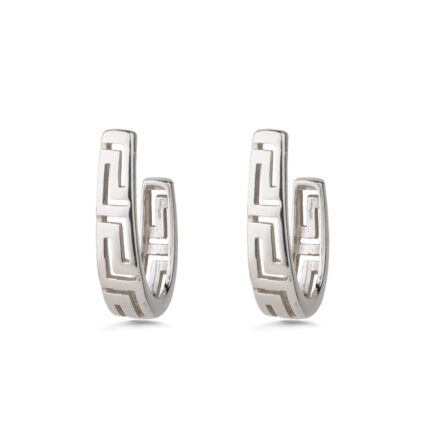 Meander Bend Stud Earrings - Sterling Silver 925