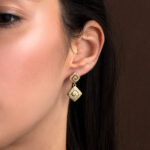 Opal Meander Dangling Earrings - Sterling Silver 925 Gold Plated - Image 2