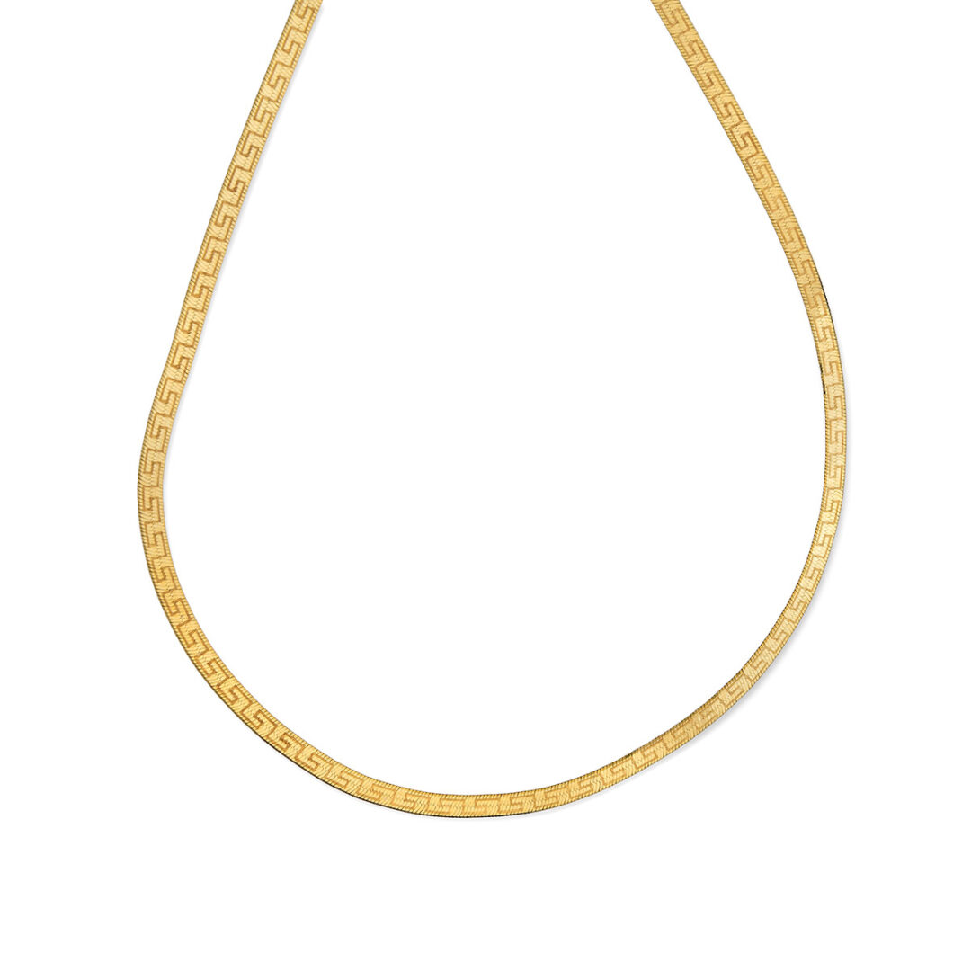 PON-AL-07228015 Greek Key Meander Chain Necklace in Sterling Silver