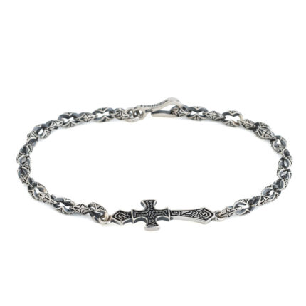 Unisex Silver Chain Bracelet with Cross
