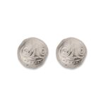 Column Face Clip-On Earrings - Pewter Silver Finish