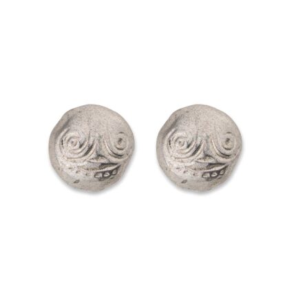 Column Face Clip-On Earrings - Pewter Silver Finish