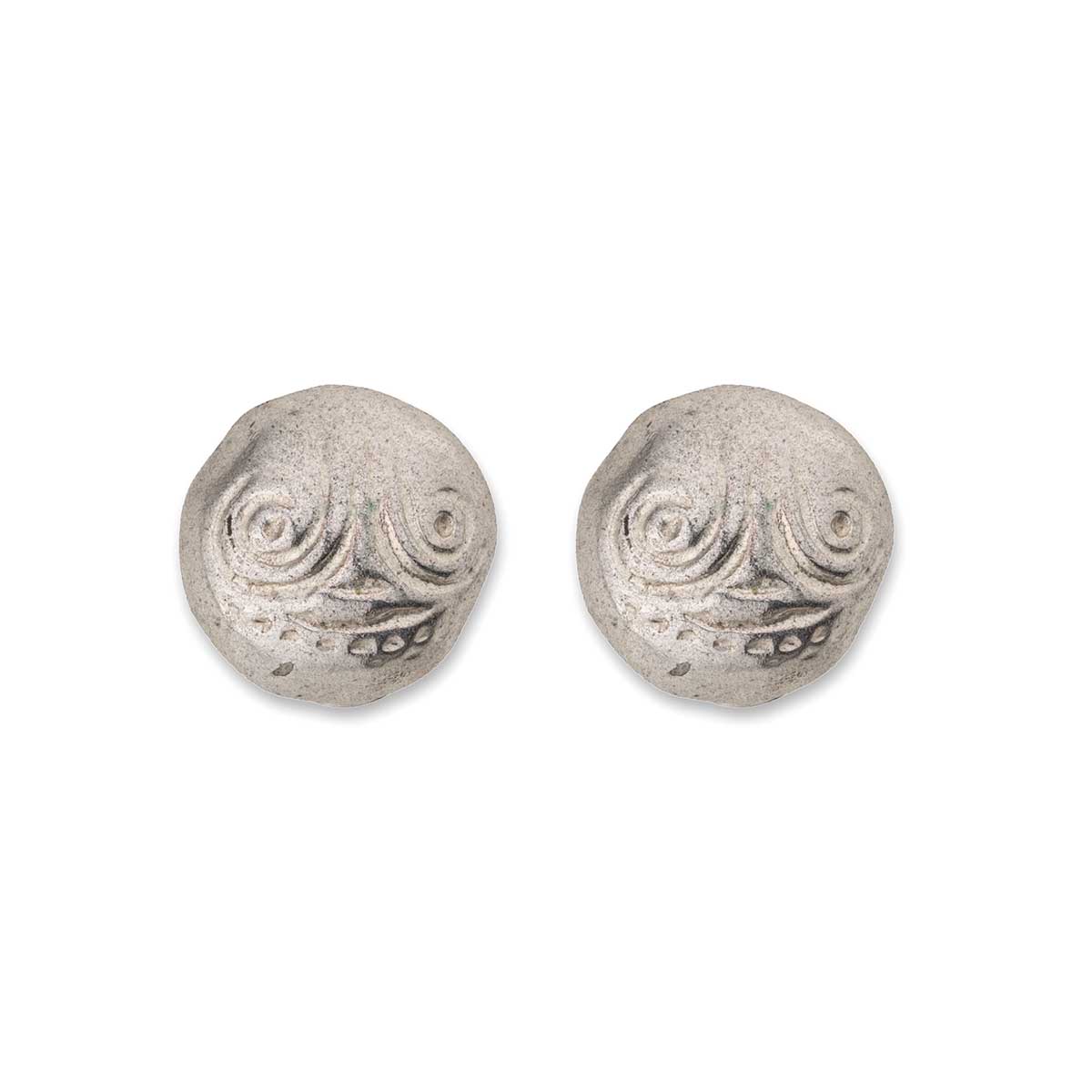 LC-SK-01984007 Column Face Clip-On Earrings - Pewter Silver Finish