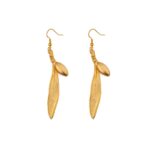 Leaf Dangle Earrings - Pewter Silver & Gold Plated
