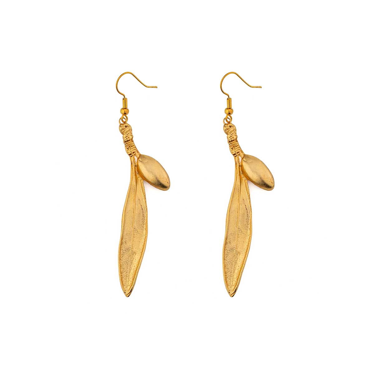 LC-SK-02506005 Leaf Dangle Earrings - Pewter Silver & Gold Plated - Image 1