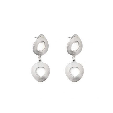 Circle Drop Earrings - Pewter Silver Plated