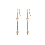 Sterling Silver Cycladic Idol Dangle Earrings with Freshwater Pearl