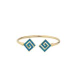 Greek Key Cuff Bracelet with Blue Opal