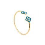 Greek Key Cuff Bracelet with Blue Opal - Image 3