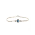 Meander Evil Eye Link Bracelet in 925 Sterling Silver