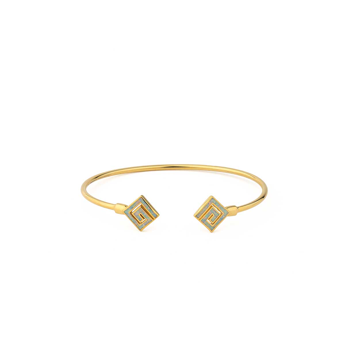 LI-BR-05599012 Meander Cuff Bracelet with White Opal