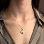 White Opal Meander Pendant 925 Sterling Silver Gold Plated - Image 2