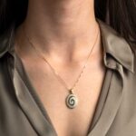 White Opal Spiral Oval Pendant 925 Sterling Silver Gold Plated - Image 2