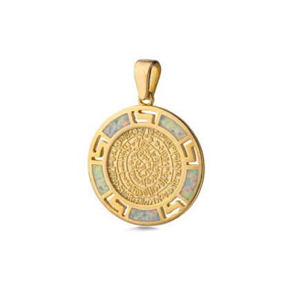 Phaistos Greek Key Pendant 925 Sterling Silver Opal