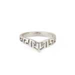 Greek Key Chevron V Ring in 925 Sterling Silver