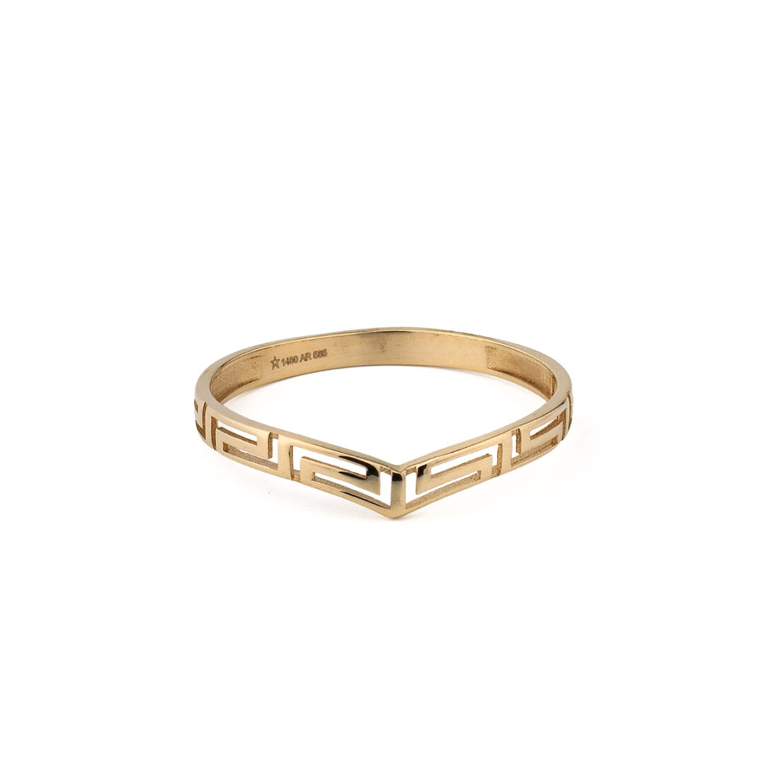 OI-DA-11293065 14K Yellow Gold V-Shape Greek Key Ring