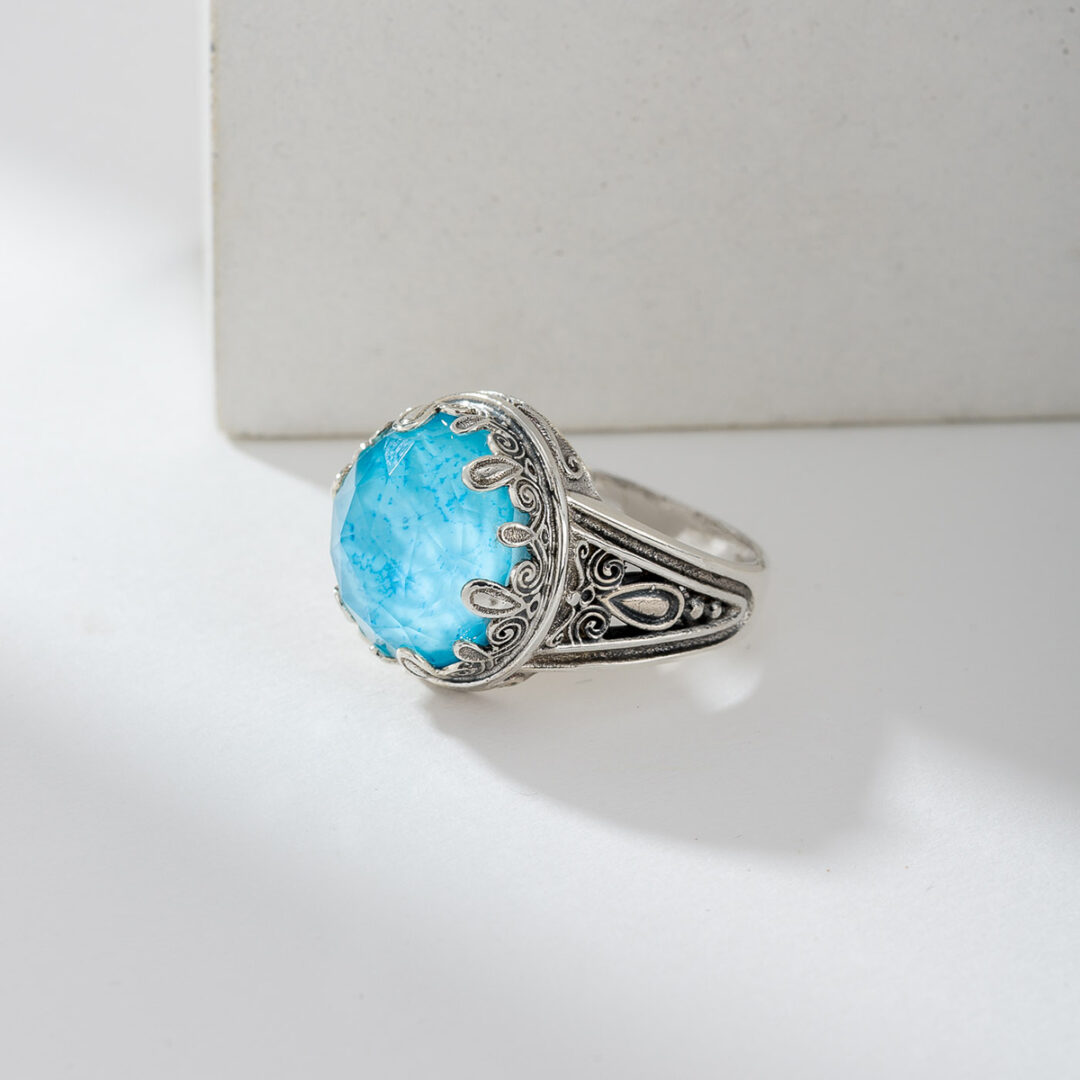 2889 Gerochristo - Aegean Colors Ring in Sterling Silver with Doublet Gemstone