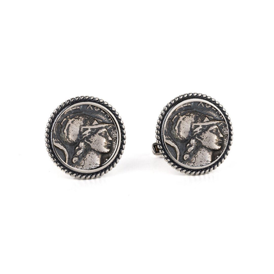 79036 Goddess Athena Cufflinks in 925 Sterling Silver