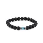 Lava Stone & Evil Eye Elastic Bracelet