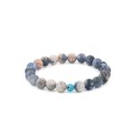 Unisex Gemstone Bracelet with Evil Eye Charm