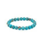 Elastic Hematite and Gemstone Beaded Bracelet - Image 2