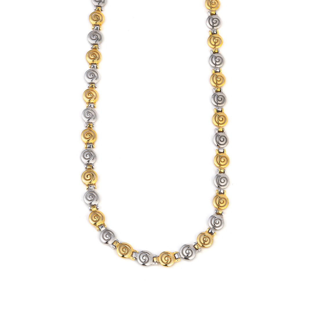 MI-NE-01294040 Δίχρωμο Κολιέ Σπείρα από Ασήμι 925