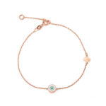 Βραχιόλι με Στρογγυλό Ματάκι και Σταυρό - Ασήμι 925 Ροζ Επιχρυσωμένο - Image 2