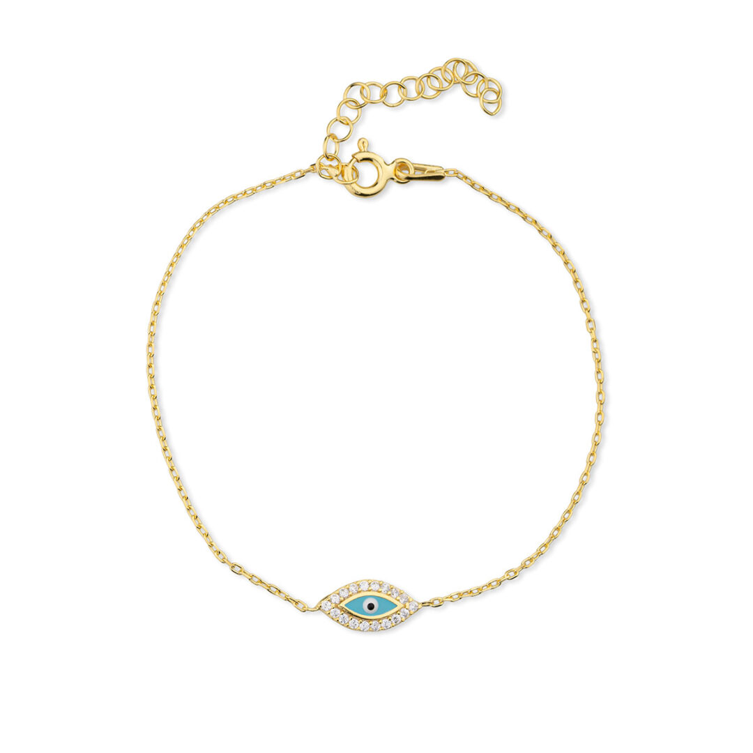 AL-BR-0655005 Βραχιόλι με Ματάκι και Ζιργκόν - Ασήμι 925 Επιχρυσωμένο - Image 1
