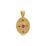 Byzantine Oval Pendant with Multicolor Zircon Stone - Image 6