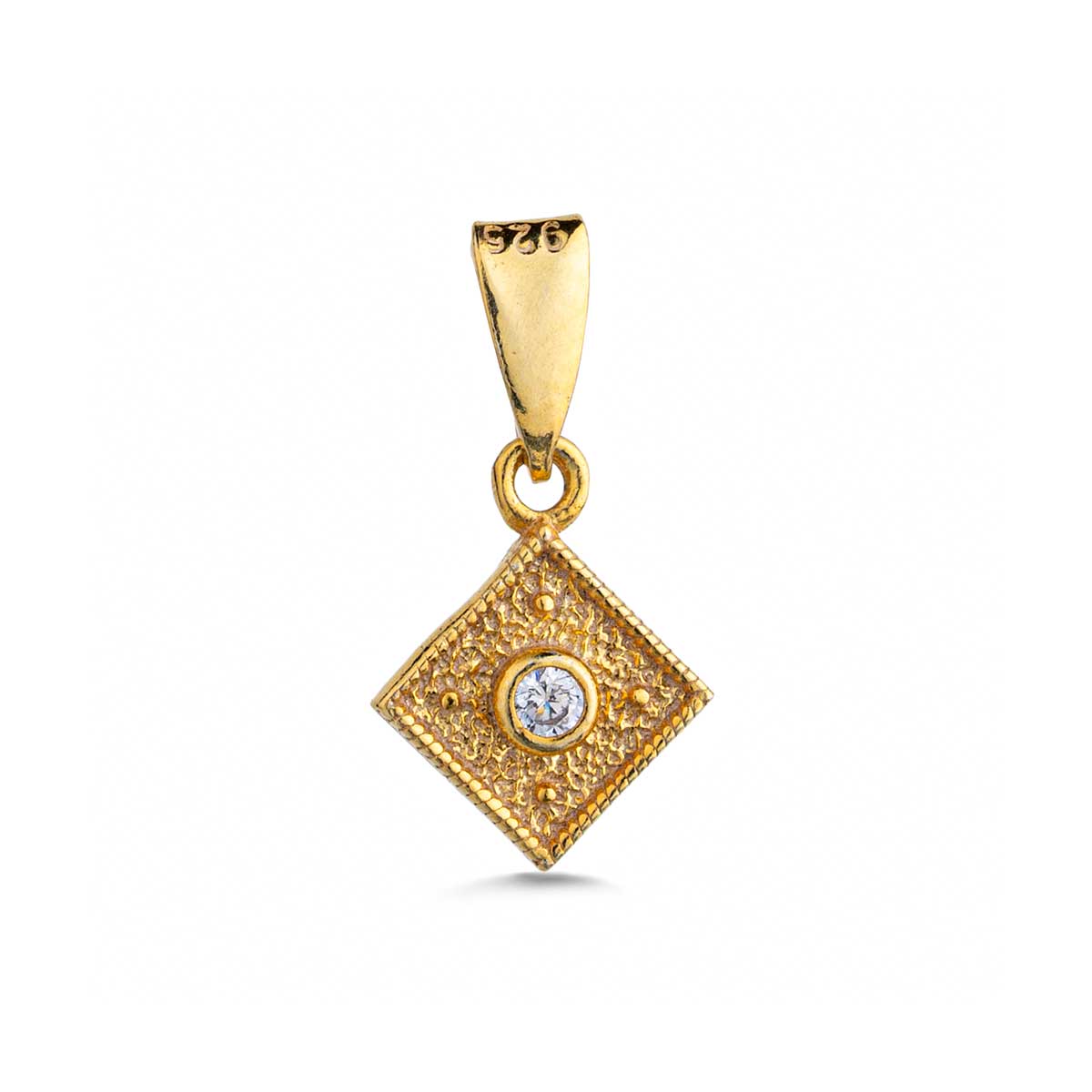 MI-MD-1 Byzantine Rhombus in 925 Sterling Silver Gold Plated with Zircon Stone - Image 1