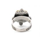 Vintage Square Traditional Flower Ring 925 Silver and Gold Plated - Image 3