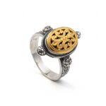 Vintage Traditional Flower Ring 925 Silver and Gold Plated - Image 2