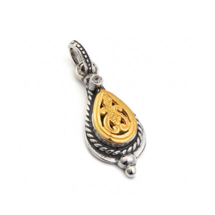 Vintage Ioannina Traditional Zircon Pendant 925 Silver and Gold Plated