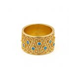 Large Byzantine Ring with Zircons - Sterling Silver and 18K Gold Plating