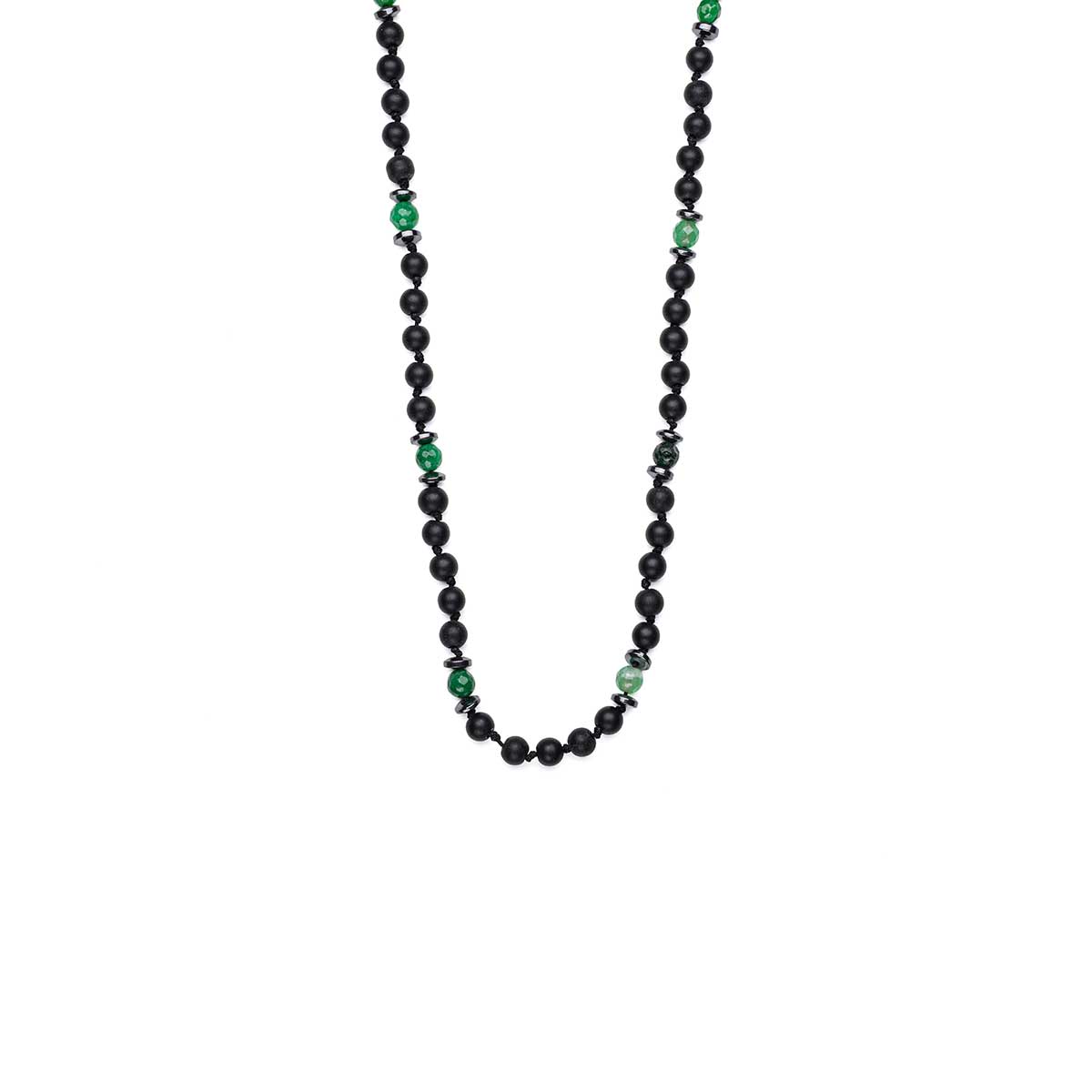 _ZRG7131 Onyx Stone & Gemstone Beads Macrame Necklace - Image 1