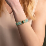 Open Cuff Bracelet with Semi-Precious Stones in 925 Silver 18K Gold Plated - Image 2