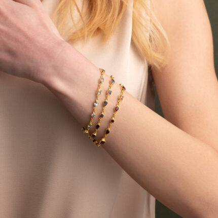 Gemstone Bracelet in 925 Silver Gold Plated