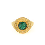 Round Malachite Ring in 925 Sterling Silver Gold Plated