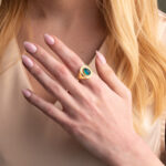 925 Silver 18K Gold Plated Ring with Teardrop Doublet Pariba Stone - Image 2