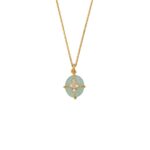 Circle Aquamarine Necklace in 925 Sterling Silver with 18K Gold Plating