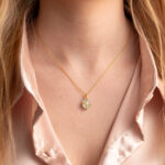 Circle Aquamarine Necklace in 925 Sterling Silver with 18K Gold Plating - Image 2