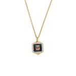 Square Tourmaline Necklace in 925 Sterling Silver Gold Plated