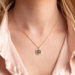 Square Tourmaline Necklace in 925 Sterling Silver Gold Plated - Image 2
