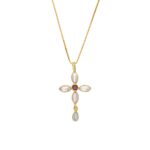 Cross Gemstone Necklace in 925 Sterling Silver Gold Plated - Image 5