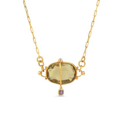Oval Citrin Necklace in 925 Sterling Silver Gold Plated