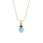 Blue Topaz Heart Necklace in 925 Sterling Silver Gold Plated